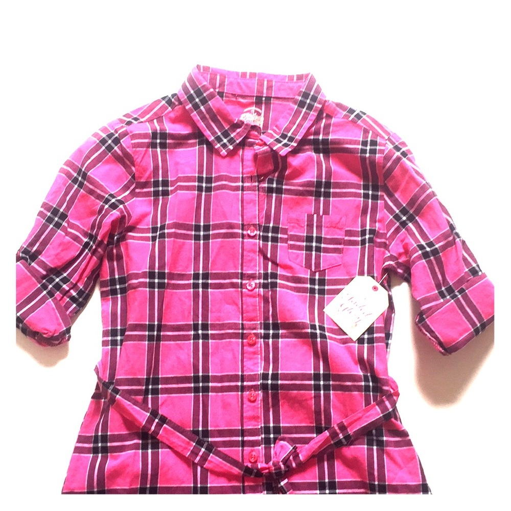FADED GLORY L 10/12 girl button down shirt dress